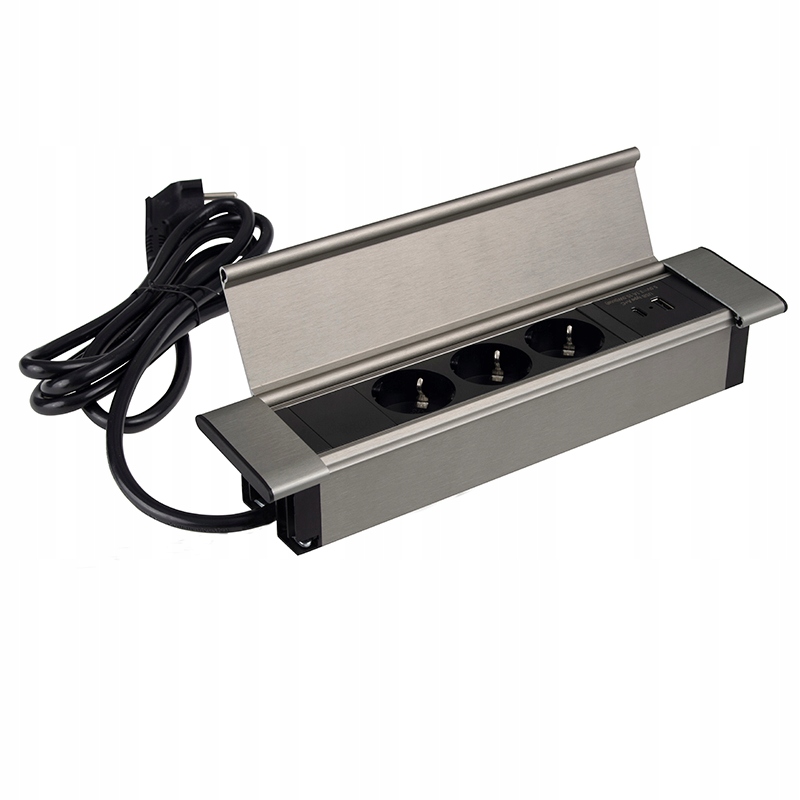 Zásuvka, elektrický pásik, stolný dizajn USB Svetlo strieborný